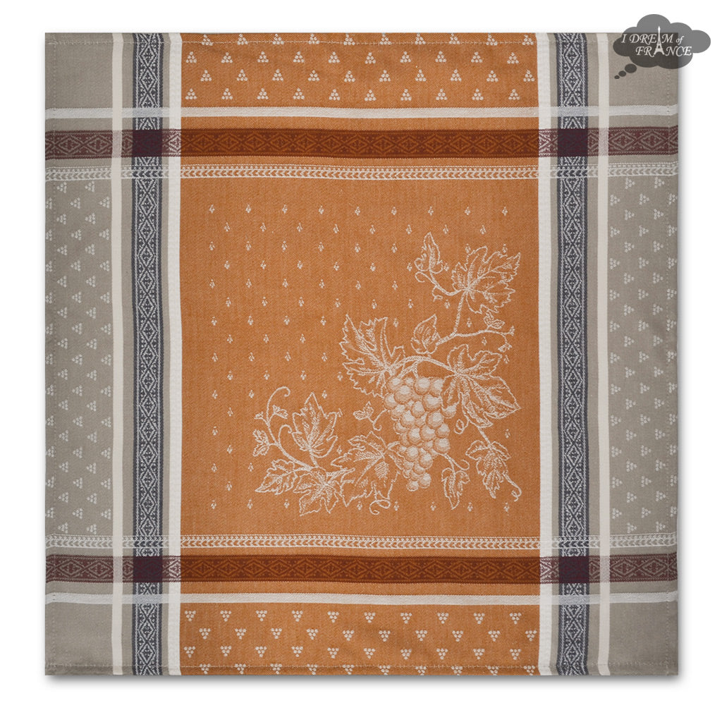 Winery Caramel French Cotton Jacquard Napkin by Tissus Toselli