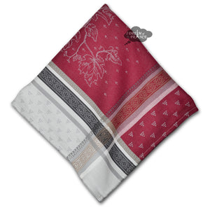 Winery Red & Gray French Cotton Jacquard Napkin by Tissus Toselli