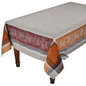 62x98" Rectangular Winery Caramel French Jacquard Tablecloth by Tissus Toselli