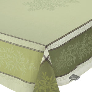62" Square Olive Green French Jacquard Tablecloth by L'Ensoleillade