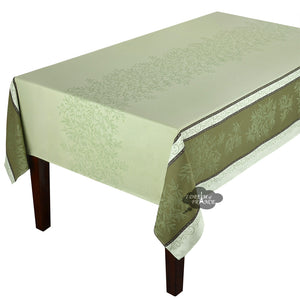 62x98" Rectangular Olive Green French Jacquard Double Border Tablecloth by L'Ensoleillade