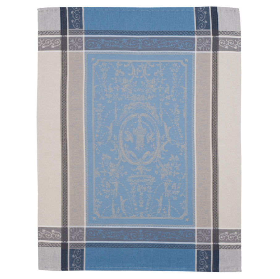 Versailles Gray Blue Cotton Jacquard Dish Towel by Tissus
