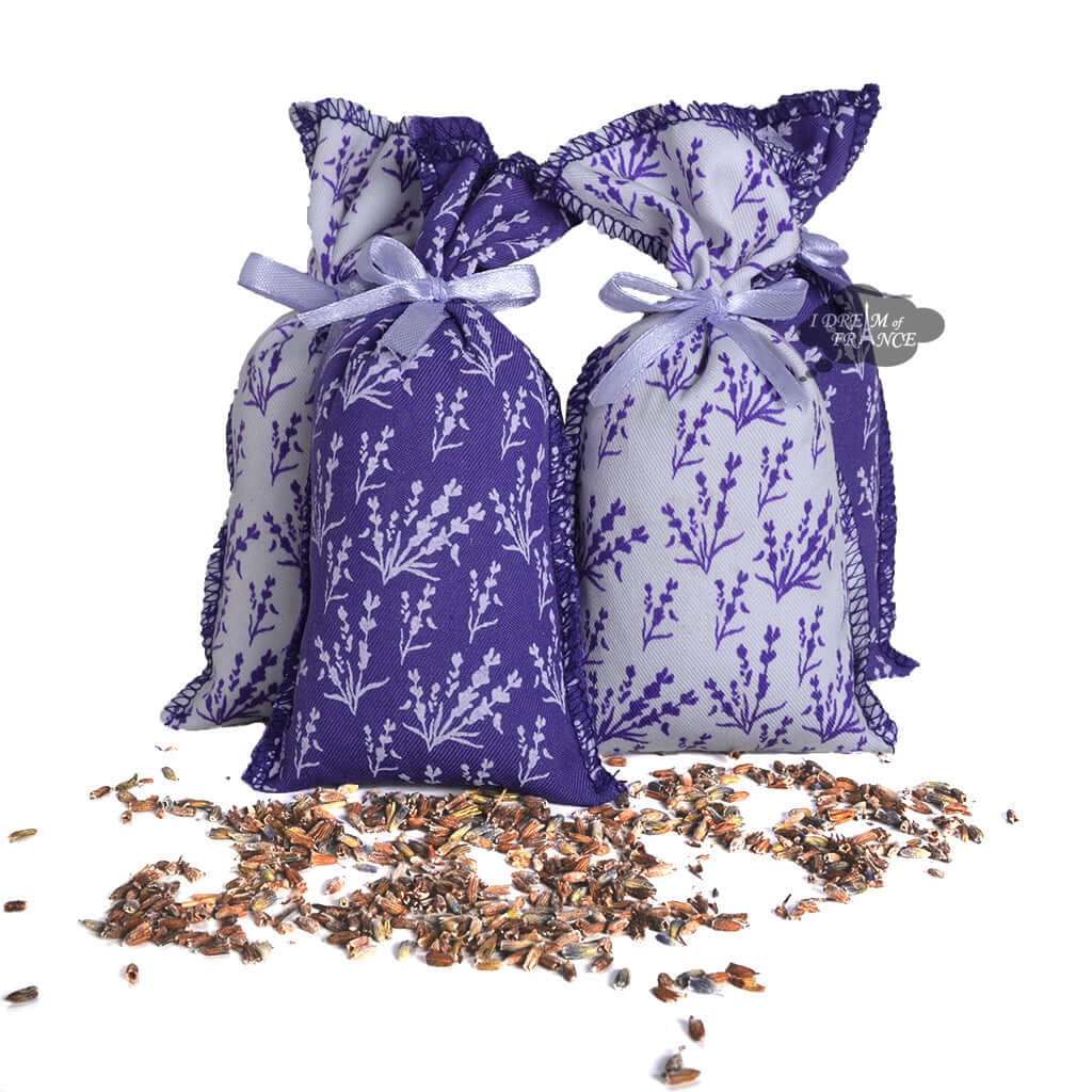 French Lavender sachets with All-Over Lavender Fabric - Set of 4