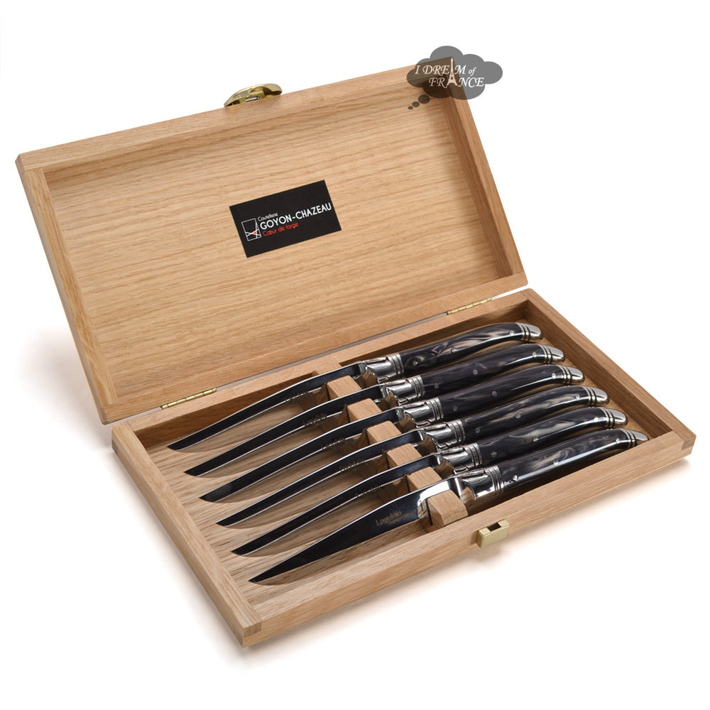 Laguiole Jean Dubost Table knives set of 6 Faux Horn Handles French