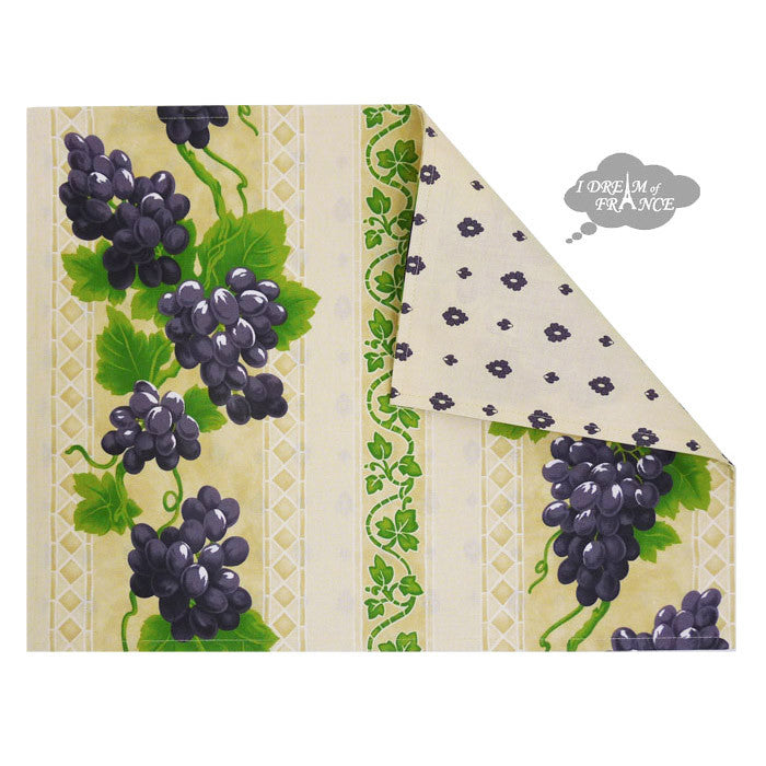 Grapes Cream Coated Reversible Placemat by Le Cluny