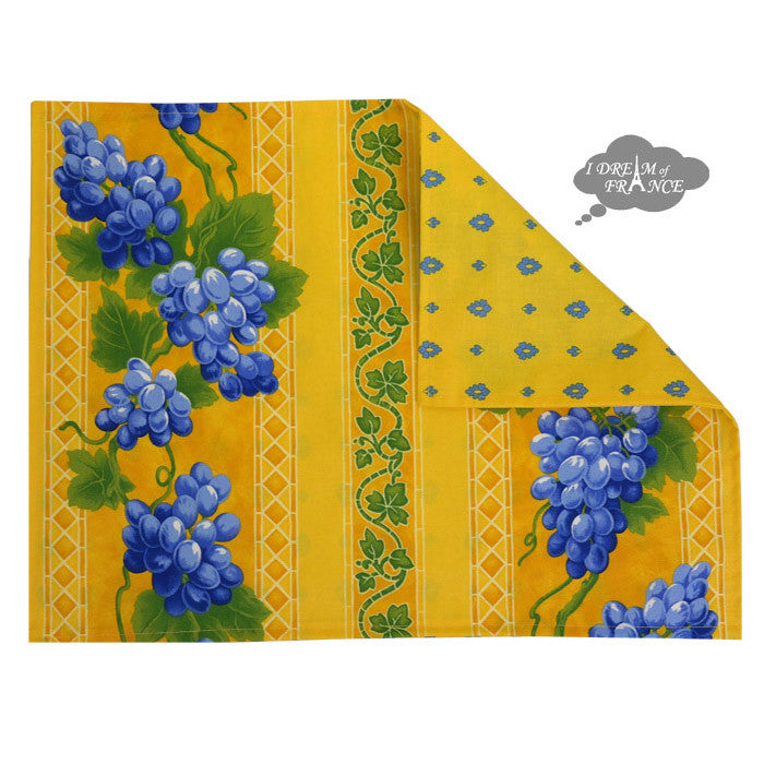 Grapes Yellow Coated Reversible Placemat by Le Cluny