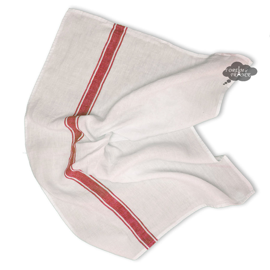 Vivario Red & White French Linen Kitchen Towel by Harmony