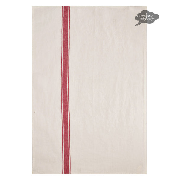 Waverly Beige and Red Stripe Lace Trimmed Tea Towel Small Hand Towel French  Farmhouse Linens 