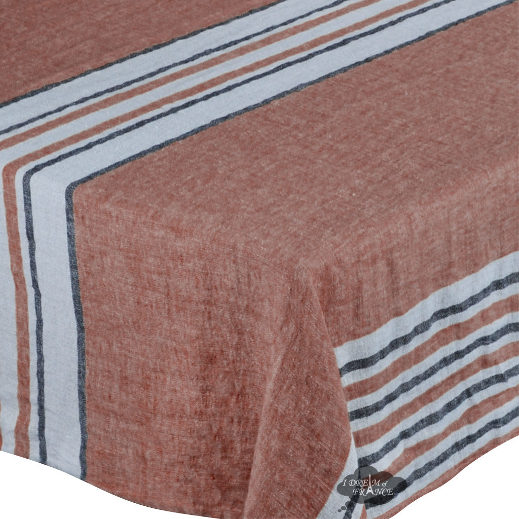 62x98" Rectangular Zonza Copper Stone-Washed Linen Tablecloth by Harmony