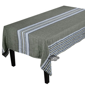62" Square Zonza Khaki French Linen Tablecloth by Harmony