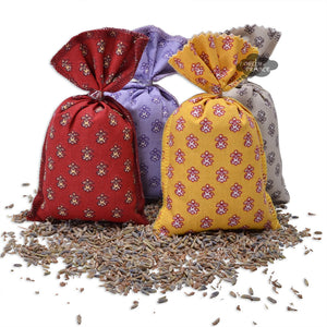 French Lavender sachets with Camargue Allover Fabric - Set of 4
