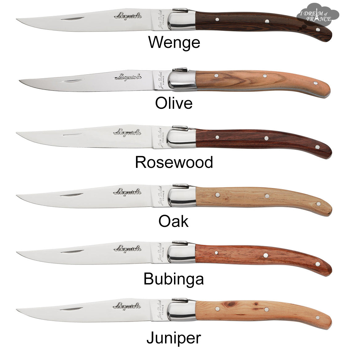 Laguiole Jean Dubost DeLuxe Table knives set of 6 - Olive Wood Handles - I  Dream of France