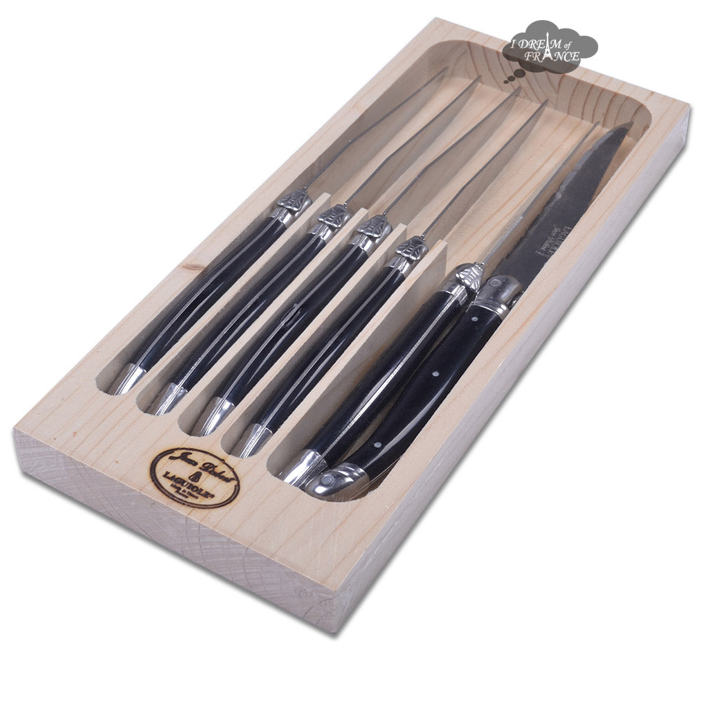 Laguiole Jean Dubost Table Knives set of 6 - Black Handles