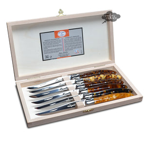 Laguiole Jean Dubost DeLuxe Table knives set of 6 - Faux Tortoiseshell