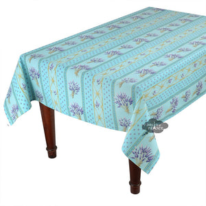60x108" Rectangular Lavender Blue Cotton Coated Provence Tablecloth by Le Cluny