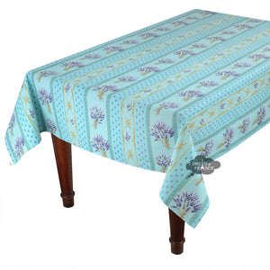 52x72" Rectangular Lavender Blue Cotton Coated Provence Tablecloth by Le Cluny