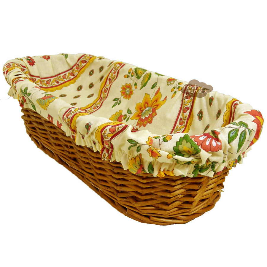 Fayence Cream French Baguette Basket with Removable Liner by Le Cluny