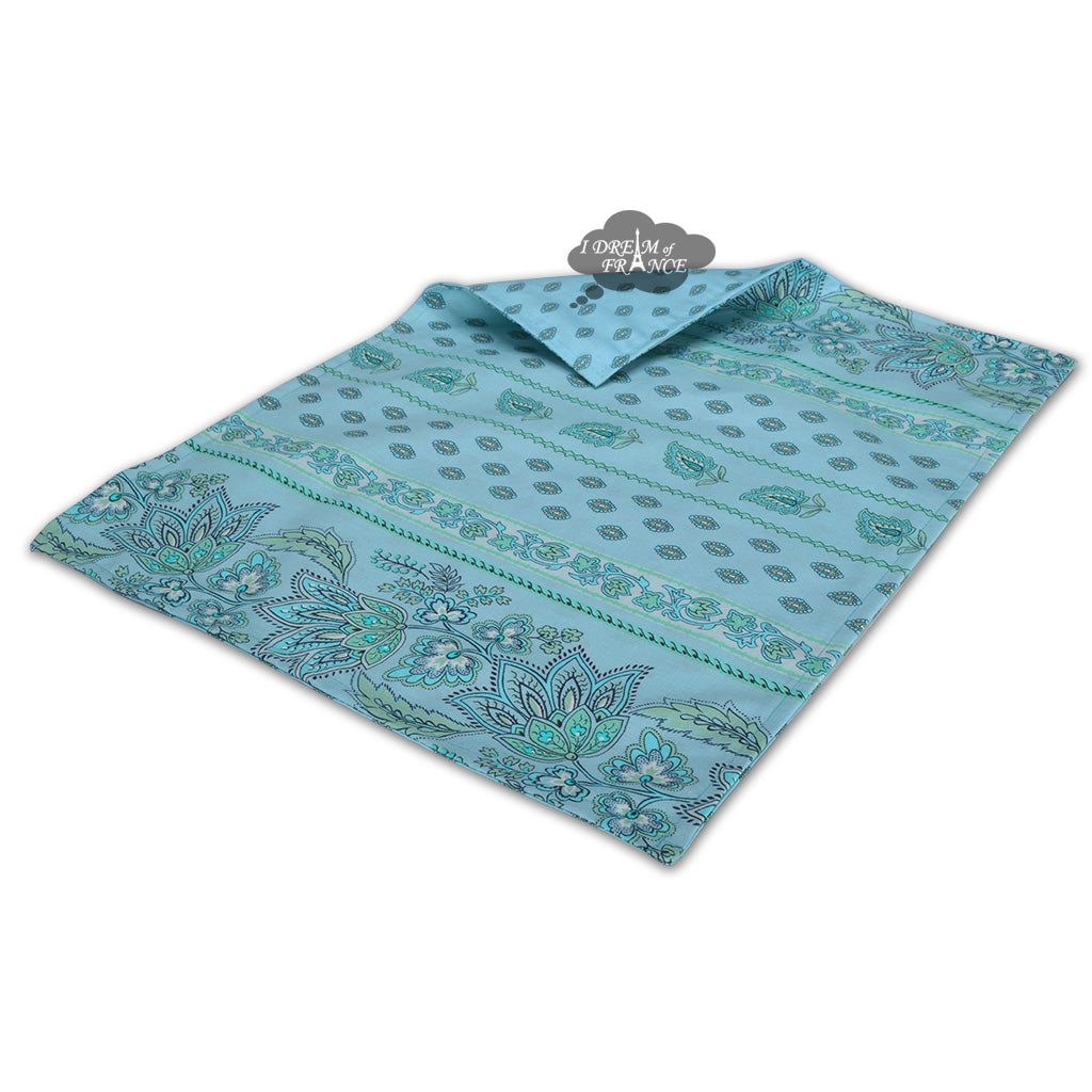 Lisa Turquoise Acrylic Coated Cotton Reversible Placemat by Le Cluny
