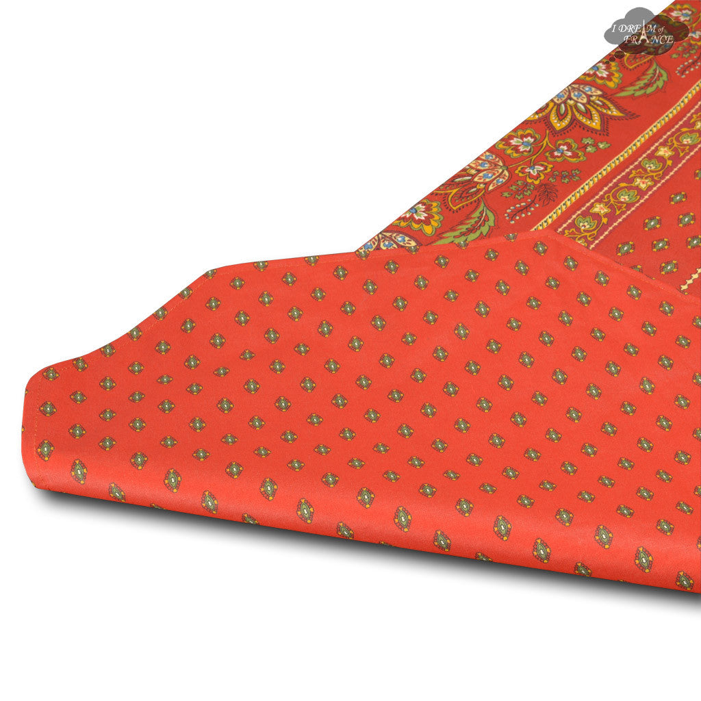 14x72" Lisa Red Cotton Coated Provence Table Runner by Le Cluny