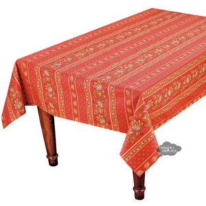 52x72" Rectangular Lisa Red Cotton Coated Provence Tablecloth by Le Cluny