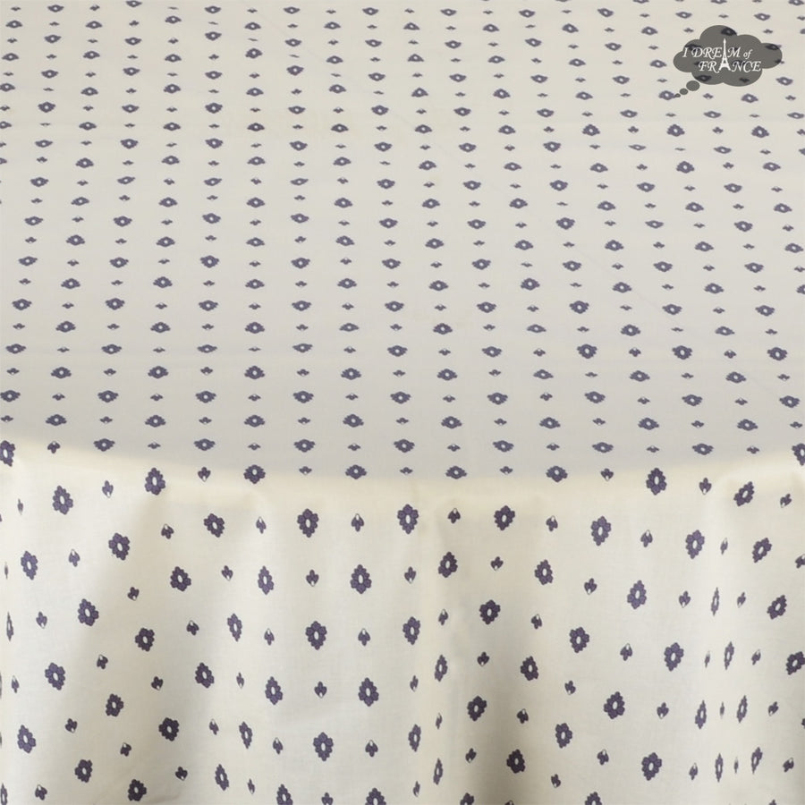60" Round Grapes Cream All-Over Cotton Coated Provence Tablecloth by Le Cluny