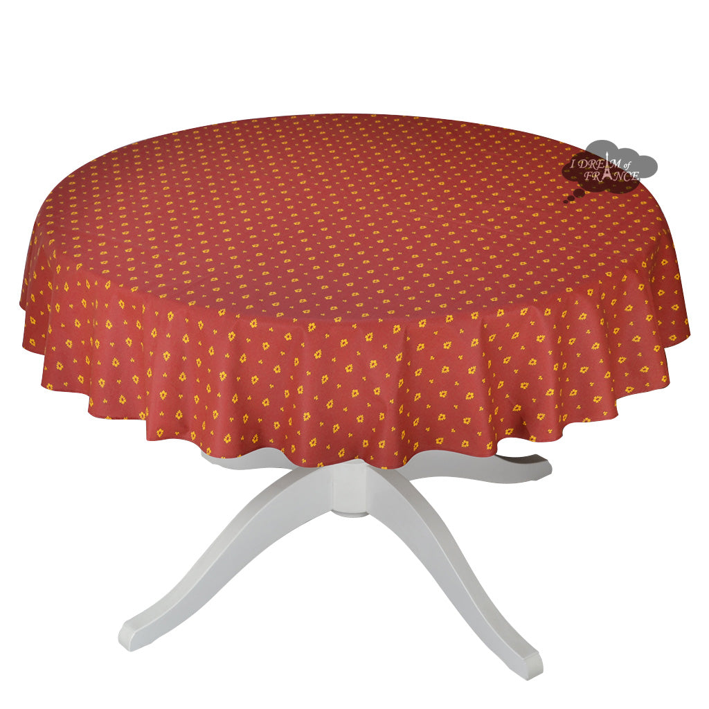 60" Round Grapes Red All-Over Cotton Coated Provence Tablecloth by Le Cluny