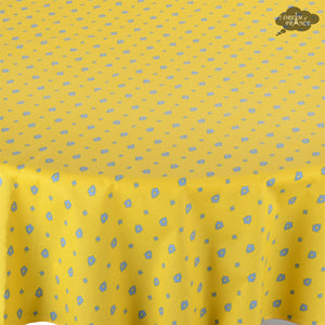 60" Round Grapes Yellow All-Over Cotton Coated Provence Tablecloth by Le Cluny