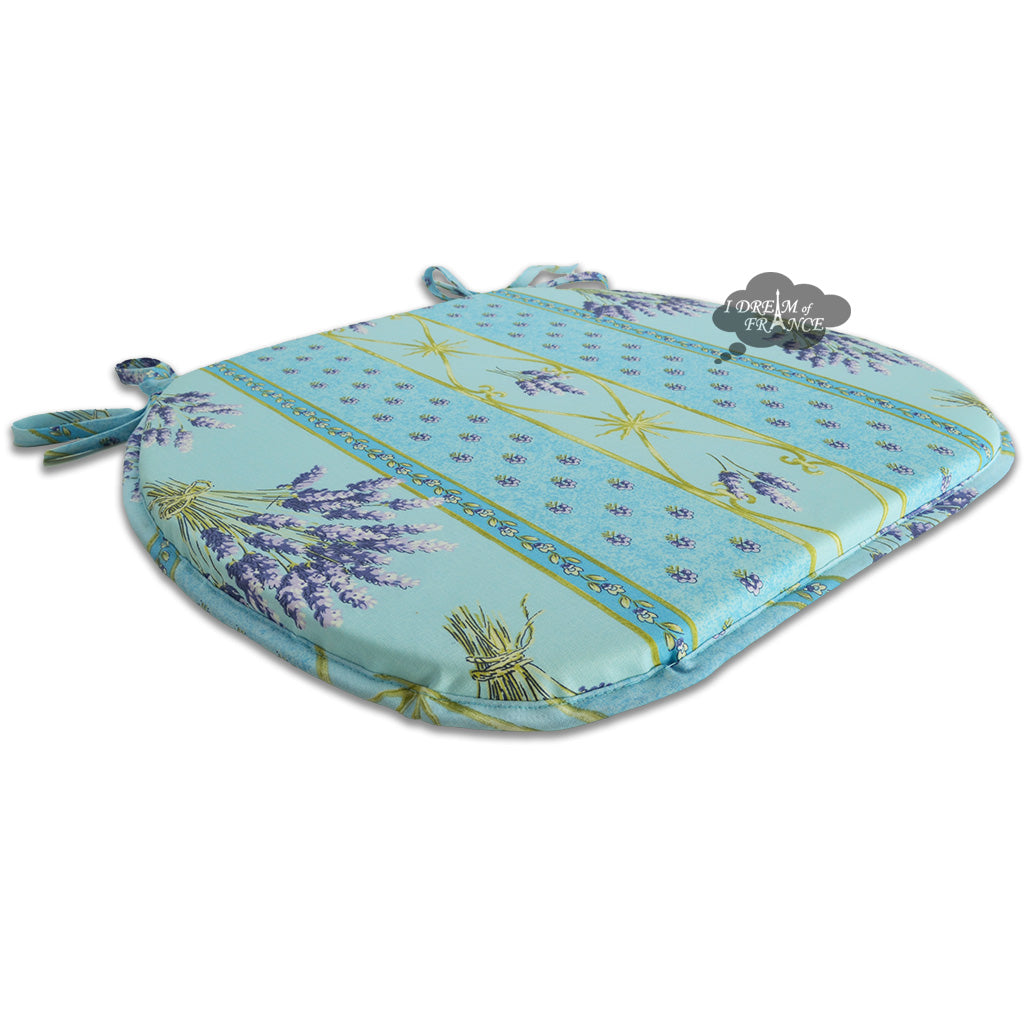Lavender Blue Coated Cotton French Style Chair Pad by Le Cluny