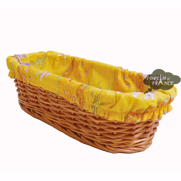 Lavender Yellow Provence Baguette Basket with Removable Liner by Le Cluny