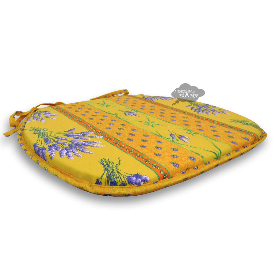 Lavender Yellow Acrylic-Coated Cotton French Style Chair Pad by Le Cluny