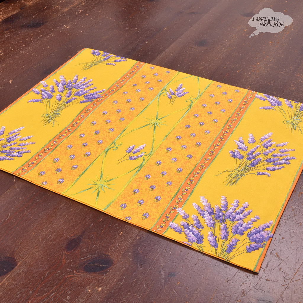French, Provence, authentic Lavender Yellow Coated Reversible Placemat by Le Cluny