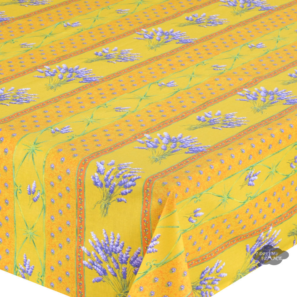 52x72" Rectangular Lavender Yellow Cotton Coated Provence Tablecloth by Le Cluny