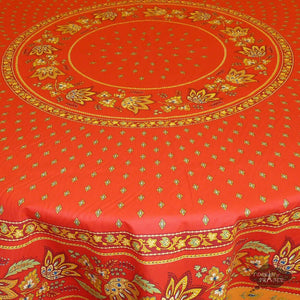 70" Round Lisa Red Cotton Coated Provence Tablecloth by Le Cluny