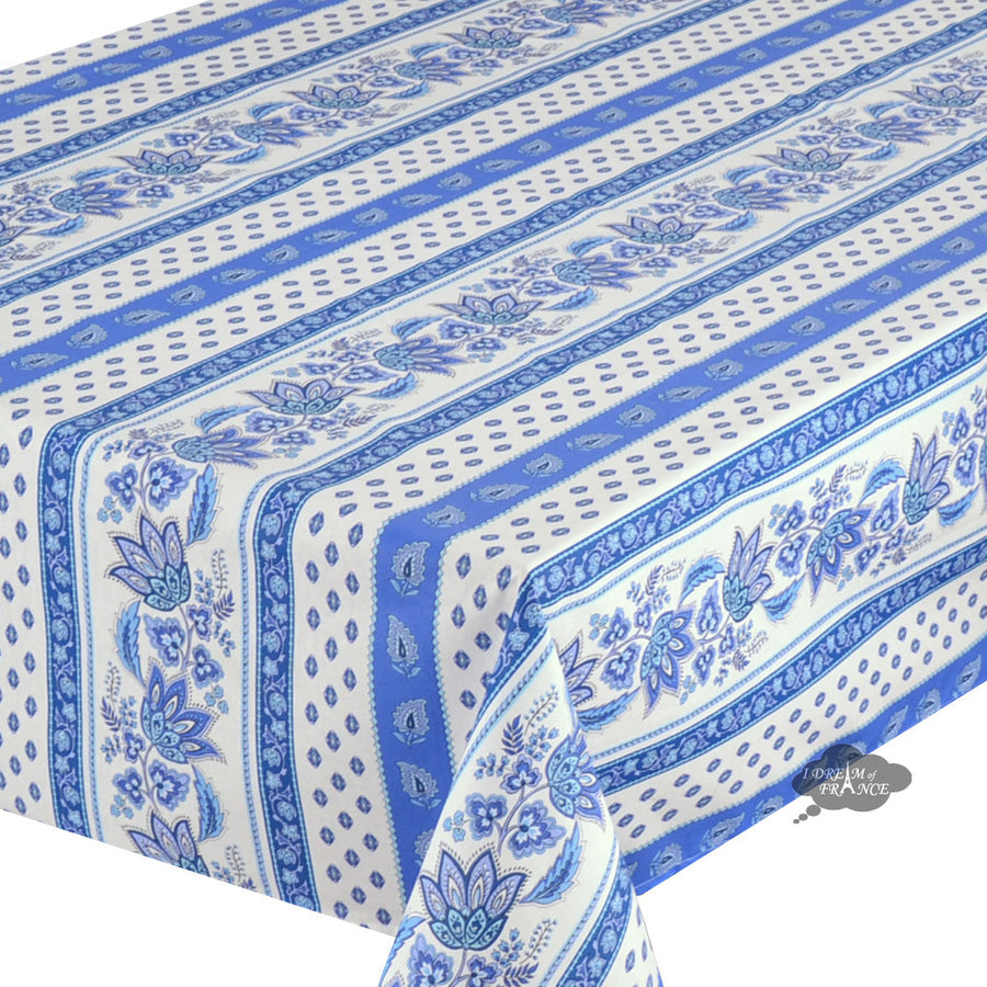 60x120" Rectangular Lisa White Cotton Coated French Country Tablecloth by Le Cluny