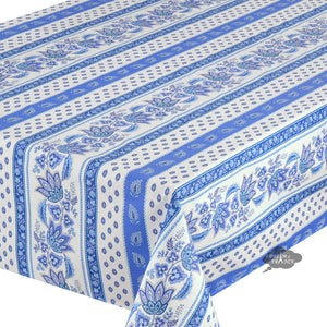 60x132" Rectangular Lisa White Acrylic-Coated Cotton French Country Tablecloth by Le Cluny