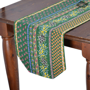 14x72" Olives Green Cotton Coated Provence Table Runner by Le Cluny