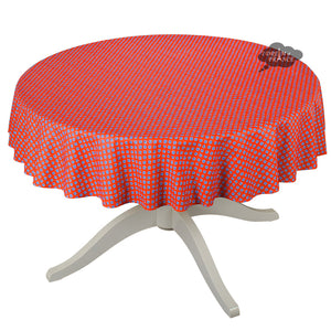 60" Round Olives Red All-Over Cotton Coated Provence Tablecloth by Le Cluny