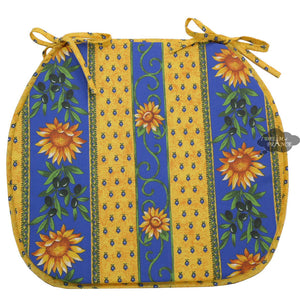 Sunflower Blue Coated French Style Chair Pad by Le Cluny