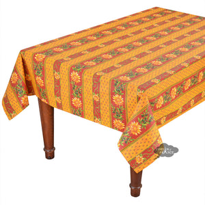52x72" Rectangular Sunflower Red Cotton Coated Provence Tablecloth by Le Cluny