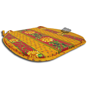 Sunflower Red Coated French Style Chair Pad by Le Cluny