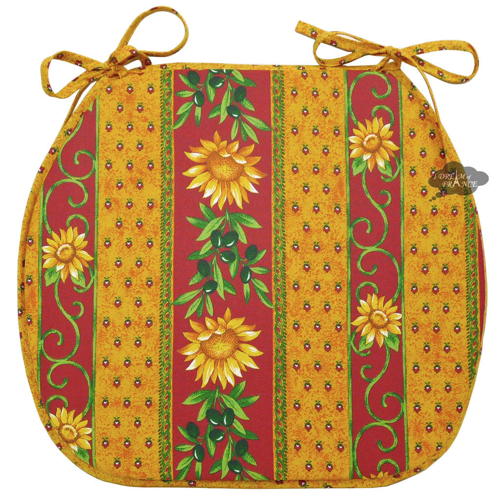 Sunflower Red Coated French Style Chair Pad by Le Cluny