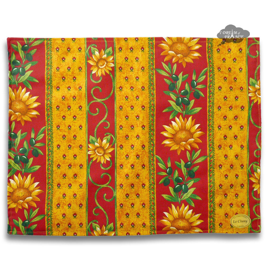 Sunflower Red Coated Reversible Placemat by Le Cluny