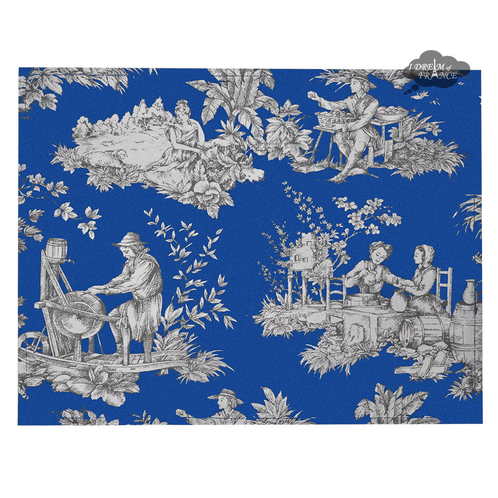 Villandry Blue French Toile Coated Reversible Placemat by Le Cluny