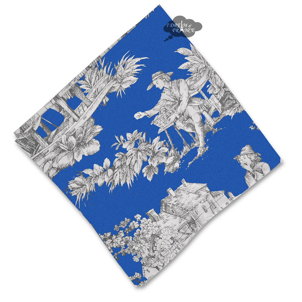 Villandry Blue French Toile Cotton Napkin by Le Cluny