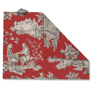 Villandry Red Toile Coated Reversible Placemat by Le Cluny