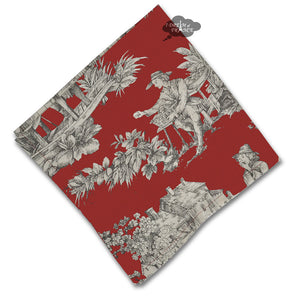 Villandry Red French Toile Cotton Napkin by Le Cluny