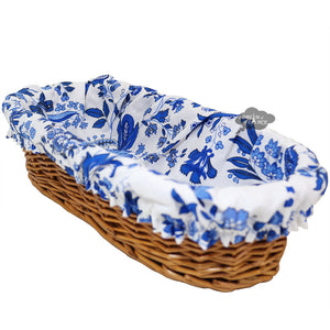 Versailles Blue French Baguette Bread Basket with Removable Liner by Le Cluny