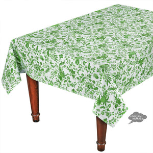 58" Square Versailles Green Cotton Coated French Tablecloth by Le Cluny