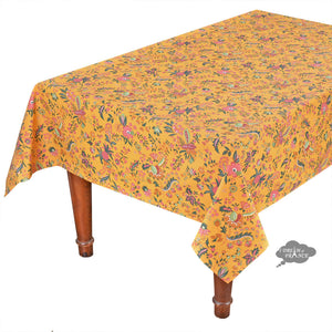 52x72" Rectangular Versailles Yellow Cotton Coated French Tablecloth by Le Cluny