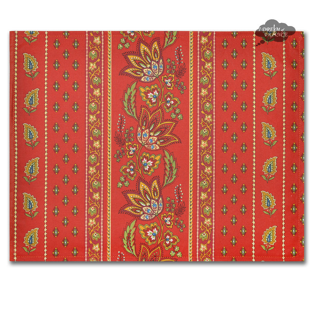 Lisa Red Coated Cotton Reversible Placemat by Le Cluny